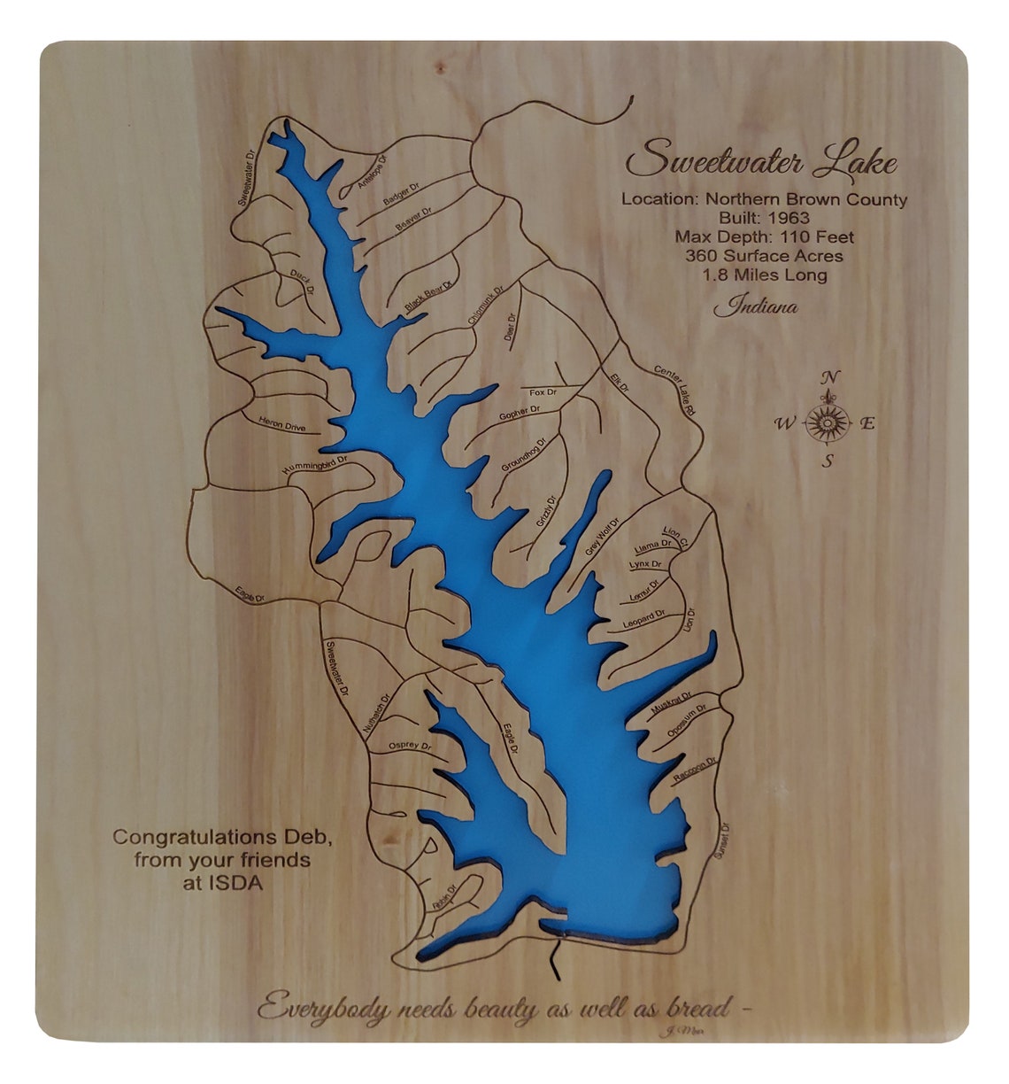 Sweetwater Lake in Brown County Indiana Wood Laser Engraved Etsy UK