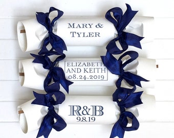 Monogramed Wedding Party Cracker Set of 12