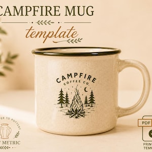 Campfire Mug Pottery Template | Slab Building Ceramic Patterns PDF (Digital Download)