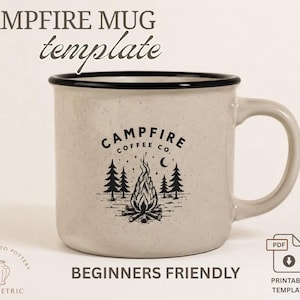 Campfire Mug Pottery Template | Slab Building Ceramic Patterns PDF (Digital Download)