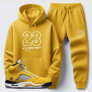 Legend 23 Yellow Tracksuit Set – Hoodie & Joggers Inspired by Air Jordan 5 Tokyo