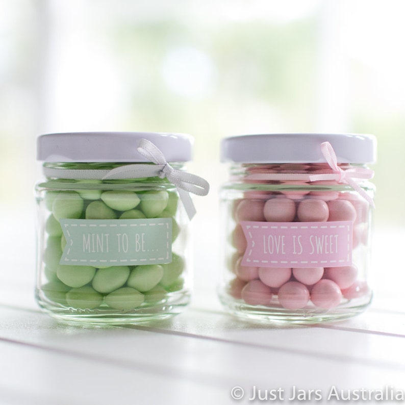 35 x 100ml small round glass jars with STICKERS Perfect DIY Etsy