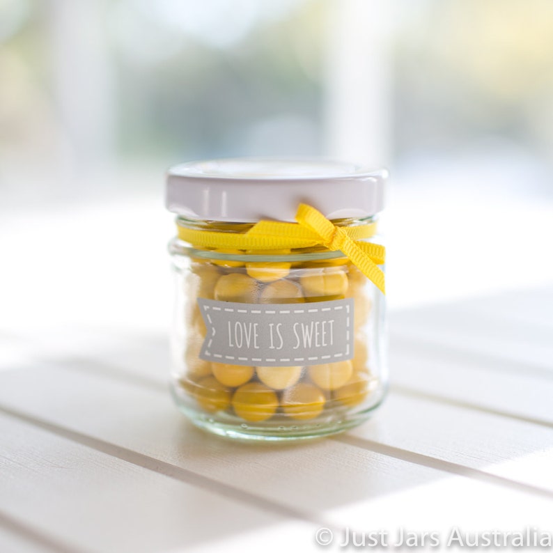 35 x 100ml small round glass jars with STICKERS Perfect DIY Etsy