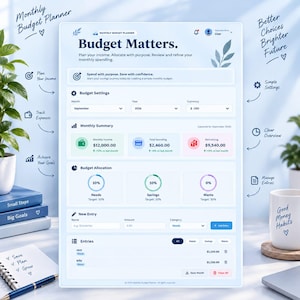 Interactive Budget Dashboard | HTML Personal Finance Tracker | Monthly Budget Planner | Offline Money Manager | Digital Download