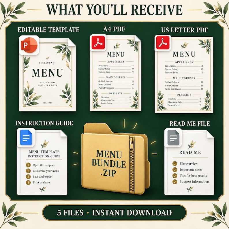 Editable Restaurant QR Code Menu Template, A4 & US Letter (digital ...