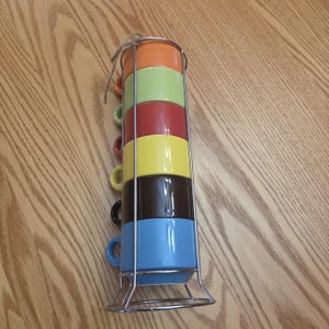 Vintage Pier 1 Imports Multicolor Stacking Mug Set