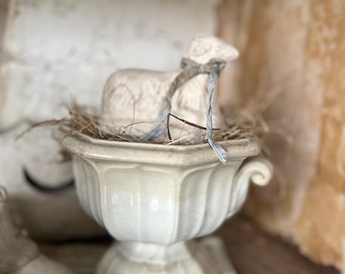 Primitive Chalkware Sheep/antique Style Sheep/chocolate Mold/ Hand ...
