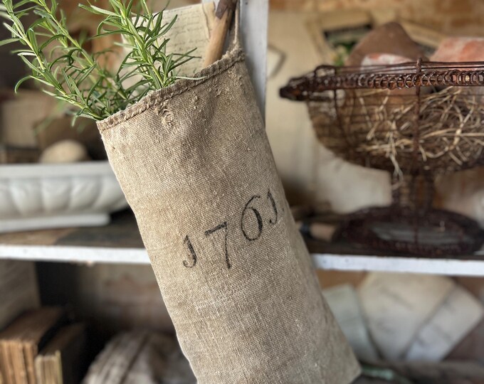 Antique Grainsack Pocket~ Lettering/ Hanging Bag - Etsy