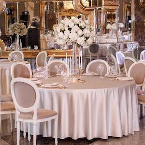 Champagne goudkleurige metalen tafelkleden, Gatsby Glam, antiek, taupe jubileum, zakelijk diner, Thanksgiving, nieuwjaarsfeest, black tie