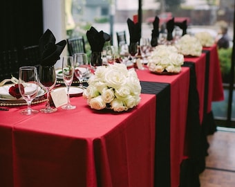 Mantel rojo, 4 de julio, cóctel, bar, mesa alta, 304 cm, redondo, 228 x 391 cm, 228 x 332 cm, 332 cm. 4 de julio, Día del Padre, barbacoa, verano, graduación.