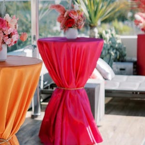 Fuchsia Tablecloth, Cocktail,Highboy, tablecloths,  Sweet 16, Quinceanera, Bridal Shower, Barbie, Princess, Ballet, Diwali,