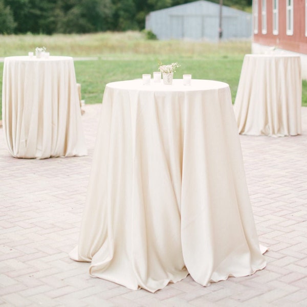 Ivory Tablecloth, Cocktail table, 120" & 132" Round, 90"x156", 90"x132", 1DAYFREESHIP, Sweet 16, Backyard party, Quinceanera, Anniversary,