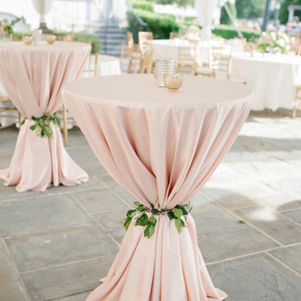 Sobreposições de toalha de mesa cor de rosa, para coquetel, cômoda alta 132", 120", 90"x156", 90"x132", festa de 15 anos, quinceañera, princesa, unicórnio, revelação de gênero.