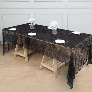 Lace Tablecloth, Ivory White or Black , 60X120, 60 X108, 120" ROUND Black
