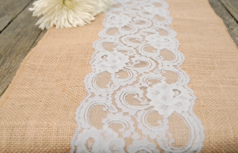 Grey Lace Burlap Runners Vintage Antique Lace Bridal Etsy