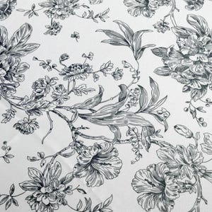 Toile francés, blanco y negro, camino de mesa, servilletas, tema boda de verano, fiesta de té, graduación, aniversario