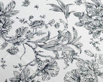 Toile francés, blanco y negro, camino de mesa, servilletas, tema boda de verano, fiesta de té, graduación, aniversario