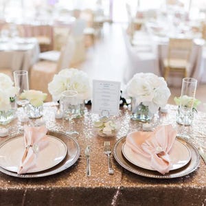 Rose gold sequin, Copper, Sequin Table Runners, Blush, Cocktail Tablecloths Bridal shower, sweet heart table