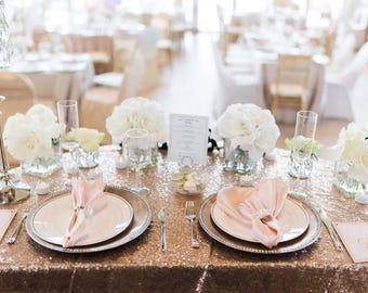Rose gold sequin, Copper, Sequin Table Runners, Blush, Cocktail Tablecloths Bridal shower, sweet heart table