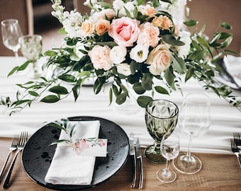 Mantel blanco, servilletas para cóctel, 120" y 132" redondo, 90" x 156", 90" x 132", Sweet 16, Quinceañera, Aniversario, 4 de julio, Bebé, Despedida de soltera