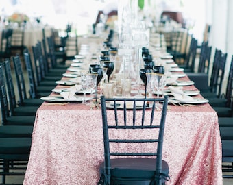 Pink Sequin Tablecloth, Ballerina, Rose Pink, Kate Spade, Sweet 16, Bridal Shower, Princess theme, Sequin Runners, Overlays.