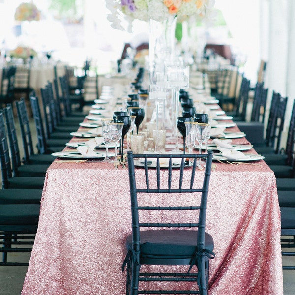 Pink Sequin Tablecloth, Ballerina, Rose Pink, Kate Spade, Sweet 16, Bridal Shower, Princess theme, Sequin Runners, Overlays.