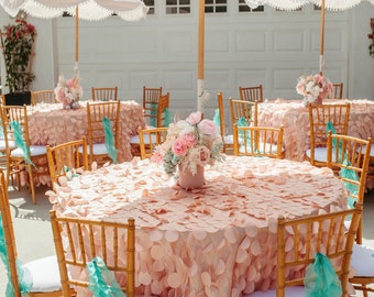 Manteles de pétalos ruborizados, rosa ballet, graduación, playa, princesa, bailarina, día de la madre, dulces 16, baby shower, compromiso