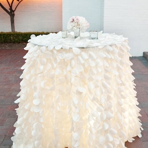 Petal Cocktail Tablecloth, White Ivory, Highboy, Bridal, Baby Shower Highboy 120" or 132", mothers day, Sweet heart, Quinceañera, Sweet 16