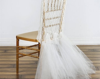 Wedding Lace, Tutu Chair Covers, Ivory, White, Black, Chiavari, Ballerina,Bridal, Sweet 16, Bridal Table, Princess, Quinceañeras
