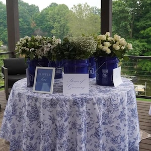 Toalha de mesa azul francesa Toile, Brunch de Páscoa, caminho de mesa, guardanapos, menino, algo azul, casamento de verão, chá da tarde, 4 de julho