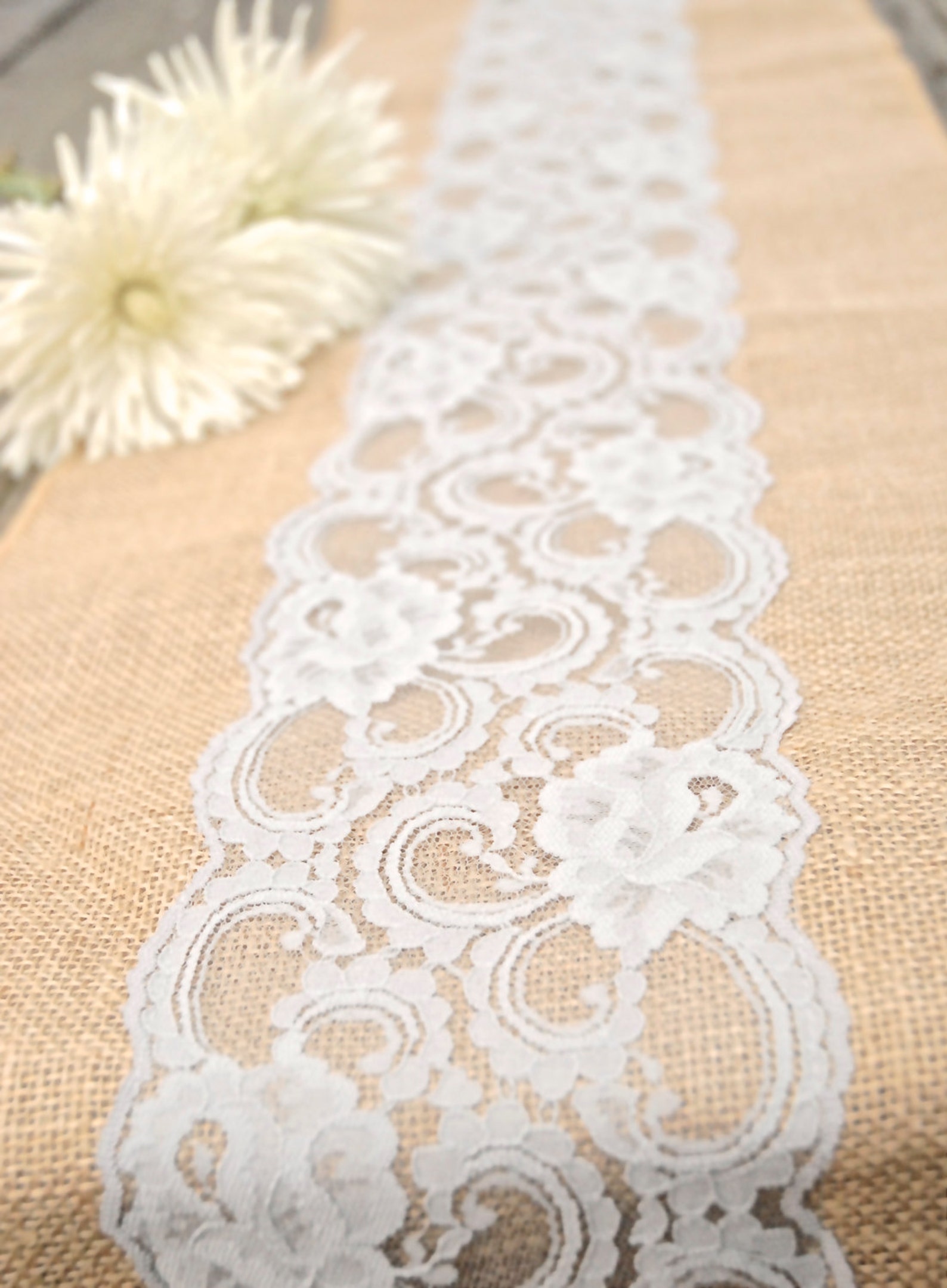 Grey Lace Burlap Runners Vintage Antique Lace Bridal Etsy