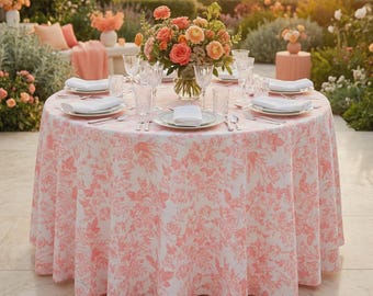 Mantel de toile rosa o coral, barbiecore, brunch de Pascua, verano, princesa, baby shower de niña, té, jardín, boda temática de verano