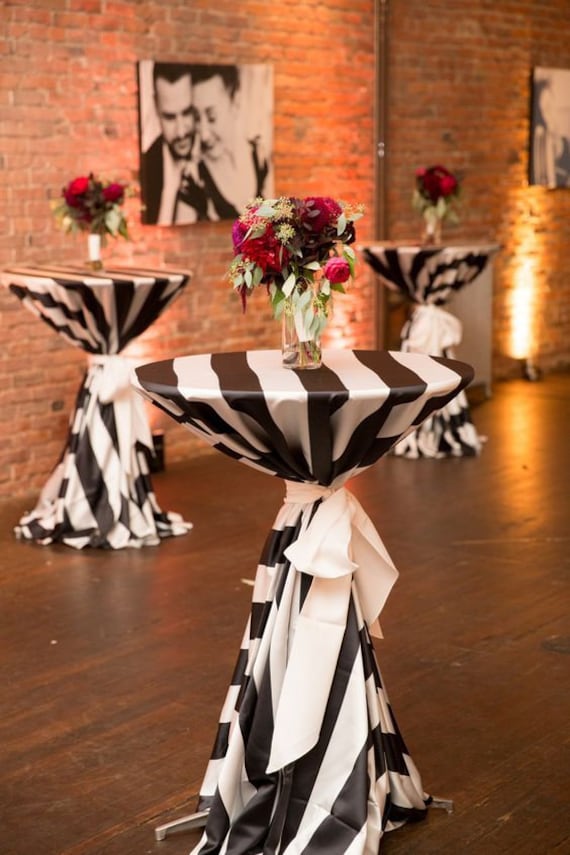 Black and White Stripe Table Setting