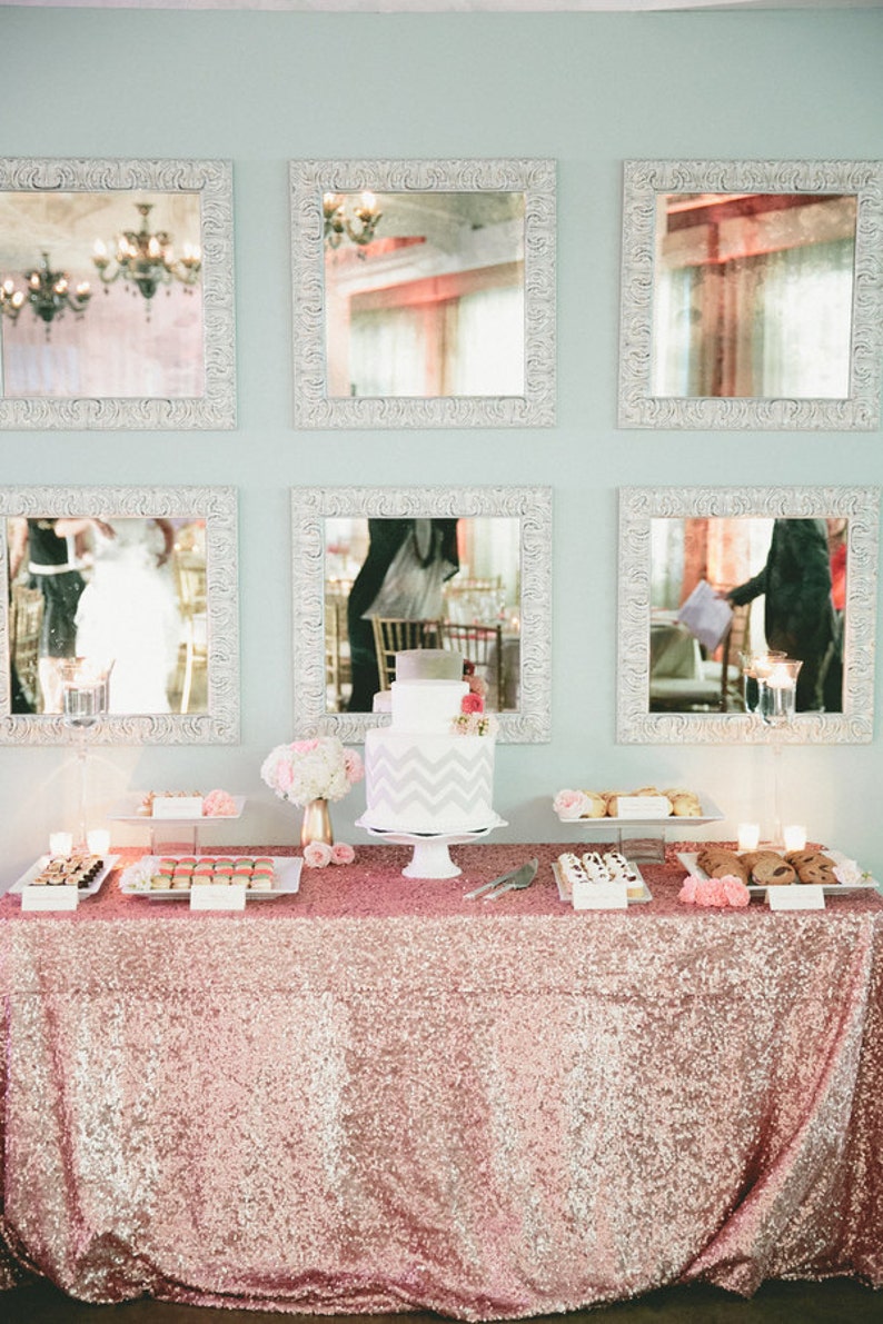 Pink Sequin, Kate Spade Tablecloths, Glitz Sequin, Sequin Runners, Princess theme, Beach wedding, Gatsby Glam, New Years wedding image 3