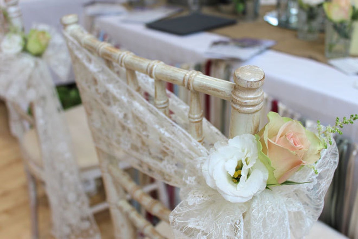 white lace chair sashes