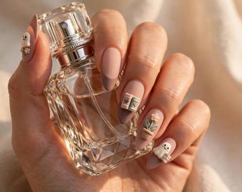 Handmade Ghost Book Lover Press-On Nails, Cozy Halloween Manicure