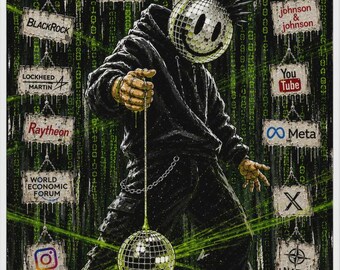 The Matrix of Influence Wall Art Print, Cyberpunk Artwork, Street Art Canvas, Modern Digital Wall Decor, Contemporary Art Print