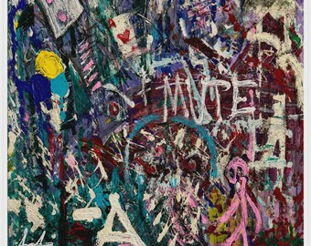 Silent Motel Abstract Wall Art Print, Graffiti Inspired Contemporary Art, Colorful Expressionist Decor, Modern Gallery Wall