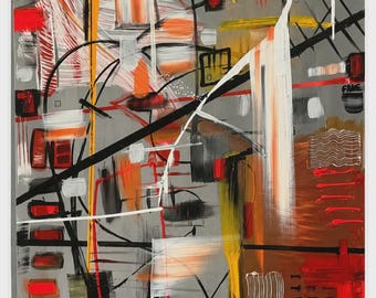 Urban Frequency Abstract Wall Art | Modern Geometric Canvas Print | Contemporary Architectural Artwork | Industrial Office Decor