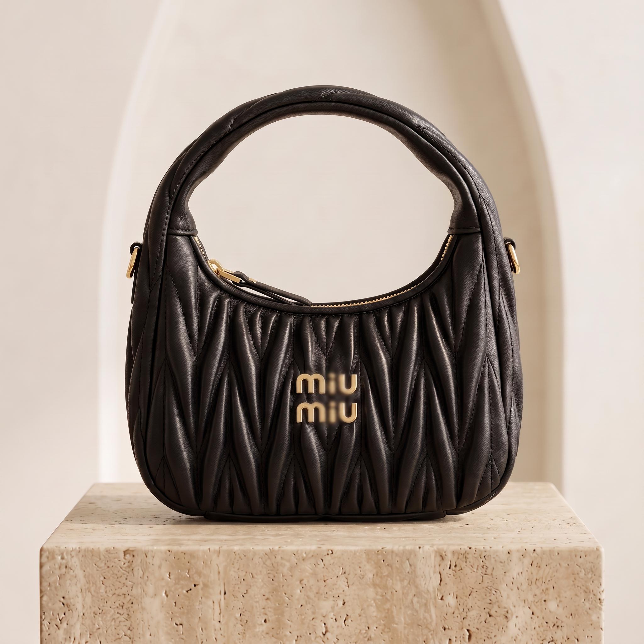 Miu Miu Padlock Hobo Shoulder Black Y2K Vintage Miu Miu Handbag 