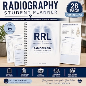 Radiography Student Planner | X-Ray Tech Clinical & Study Planner | ARRT Exam Prep | 28-Page Printable PDF