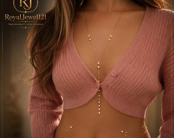 Stralende Cascade Body Chain | Gouden gelaagde bodyketting
