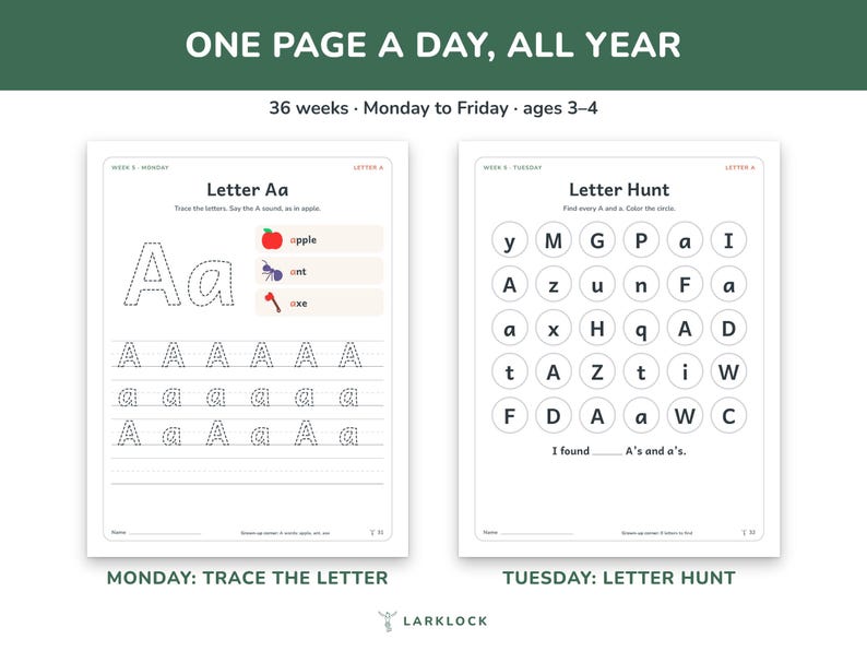 Preschool Curriculum Worksheets, Full Year Letter of the Week ...