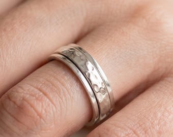Hammered Spinner Ring/Fidget Ring/Anxiety Ring/Meditation Ring/Stress Relief Ring/Minimalist Band/Gift for Her