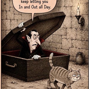 Funny Halloween Greeting Card –  Vampire Fall Theme (5x7 Card with Envelope) Blank Inside