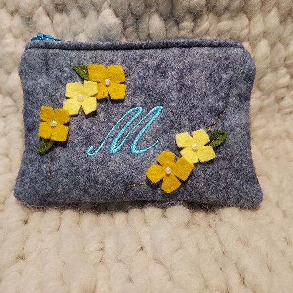 Personalized Felted Wool Pouch