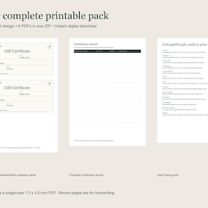 Editable Gift Certificate Template, Printable Gift Voucher PDF, Small ...