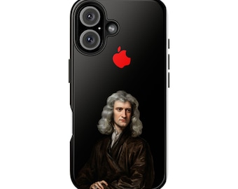 Capa de celular divertida com estampa de Isaac Newton, design inteligente e resistente para iPhone 16.