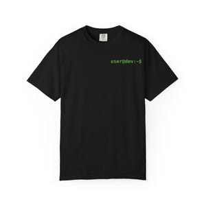 user@dev:- camiseta com código de terminal | Camiseta de Programador, Camiseta com Erro de Cafeína no Console imagem 3