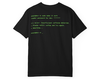 user@dev:- Terminalcode-T-Shirt | Programmierer-T-Shirt, Koffein-Fehlerkonsolen-T-Shirt